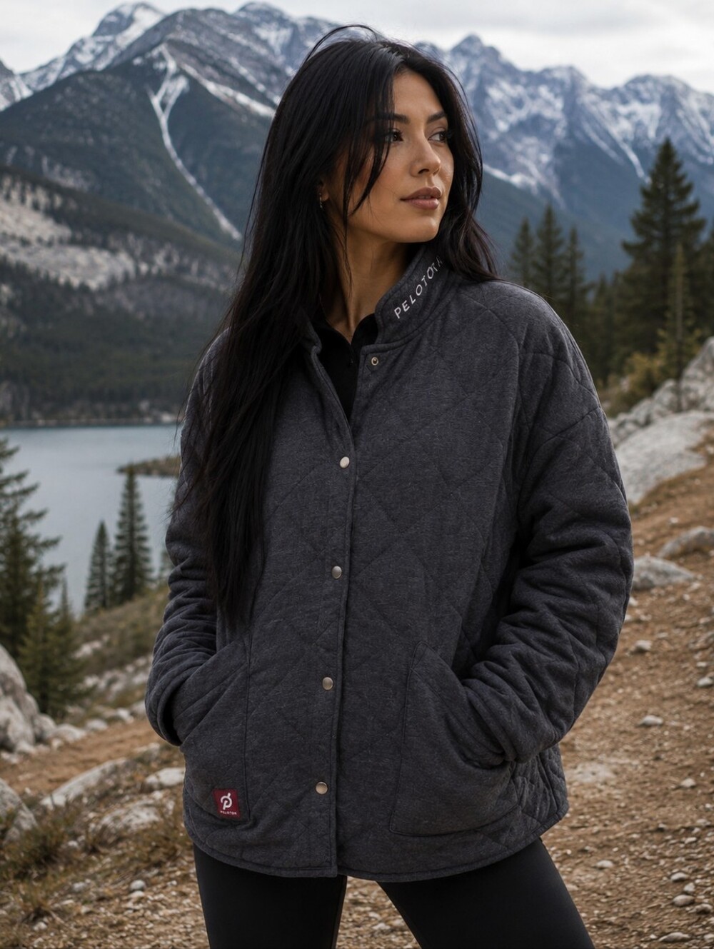 Peloton Quilted Jacket Large Gray Gorpcore Outdoor Tech Utility Layer